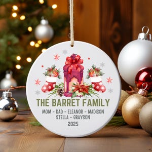 Personalized Family Christmas Ornament: Custom Family Name Ceramic Holiday Keepsake
