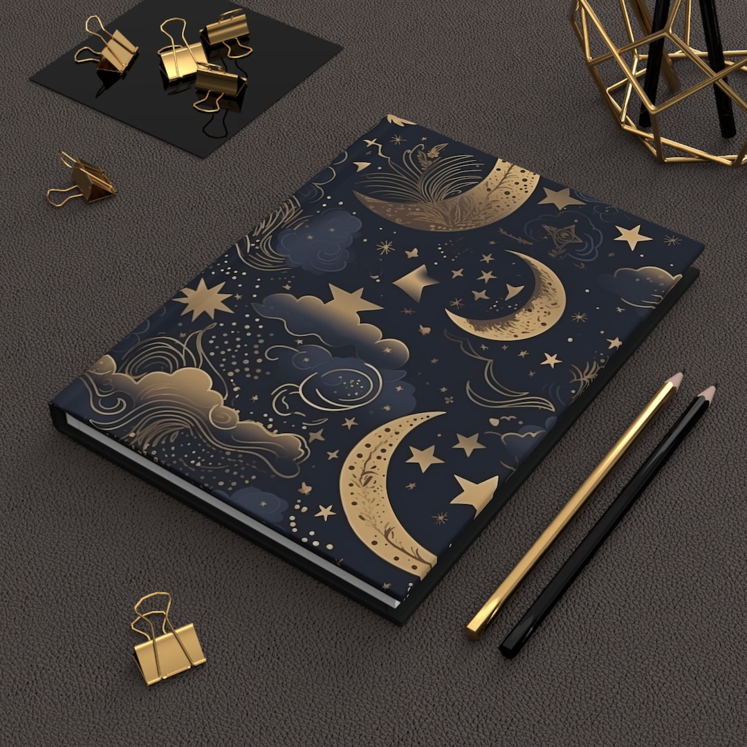Celestial Moon & Stars Journal: Hard Cover Dream Grimoire, Wellness ...