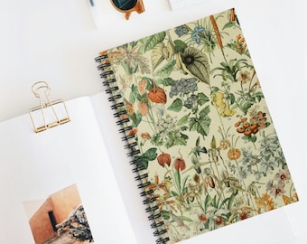 Vintage Wildflower Spiral Notebook: Adolphe Millot Floral Print, Ruled (6" x 8")