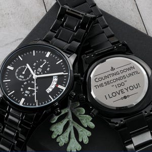 Custom Engraved Watch for Men, First Father&#39;s Day Gift, Anniversary Gift for Him, Personalized Watch, Groomsmen Watch, Gift for Dad Husband