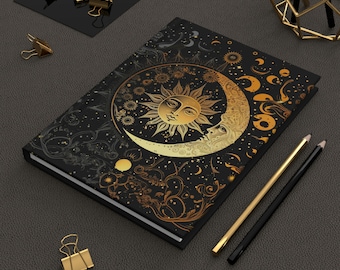Celestial Sun Moon Stars Hardcover Journal: Dream Tarot Shadow Work