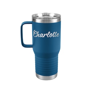 Personalisierter Name Reisebecher mit Griff & Deckel, personalisierte Reisetasse, benutzerdefinierte Brautjungfer Geschenk, Geburtstagsgeschenk