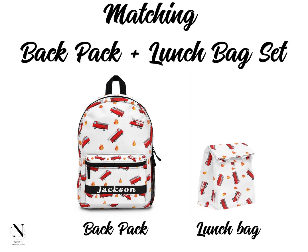 Matching Backpack & Lunch Bag Set Personalized Kids Backpack Etsy