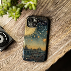 Vintage Mystical Sun Moon Stars Astrology Phone Case iPhone 11, 12, 13, 14, 15 Pro/Pro Max,  Google Pixel 5 6 7, Samsung Galaxy Phone Case