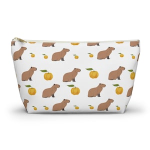 Capybara Plush Accessory Pouch Cosmetics Bag, Capybara Bag with Yuzu, Capybara Gift, Gift for Capybara Lover, Mother&#39;s Day Gift