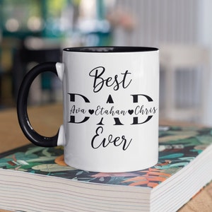Personalized Dad Mug, Custom Coffee Mug with Kids Names, Best Dad Ever Coffee Cup, Dad Gift from Kids, Fathers Day Gift from Son Daughter