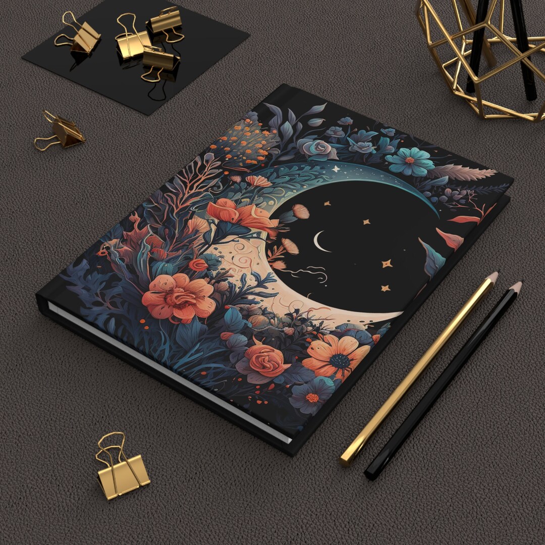 Celestial Moon Floral Hardcover Journal: Boho Cottagecore Dream Journal ...