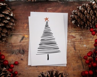 Minimalist Christmas Tree Card Set: Modern Holiday Greetings