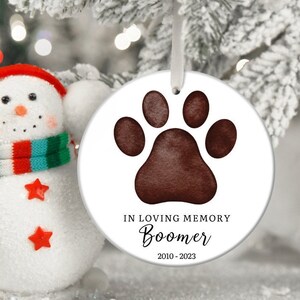 Personalized Pet Memorial Ornament: Watercolor Paw Print Christmas Ornament