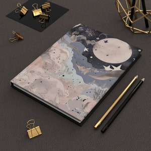 Diário de capa dura Floral Moon & Stars: Caderno Celestial Dream