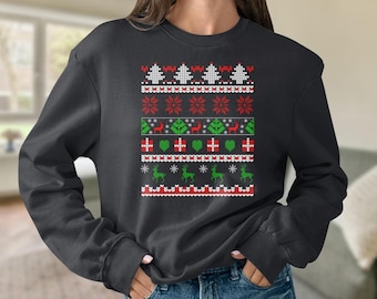 Funny Reindeer Ugly Christmas Sweater: Holiday Party Sweatshirt