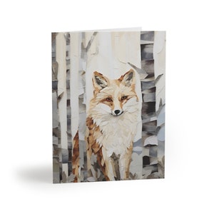 Ensemble de cartes de voeux vintage disponible en 8, 16, 24 pcs, carte de Noël classique, cartes postales hiver renard des bois, cartes de Noël traditionnelles