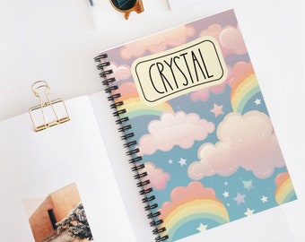 Personalized Kids Spiral Notebook: Rainbow Cloud Design