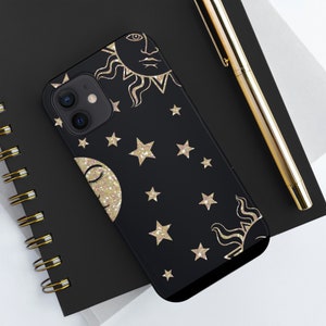 Celestial Sun & Stars Tough Phone Case: Zodiac Astrology Samsung Galaxy iPhone Google Pixel Models