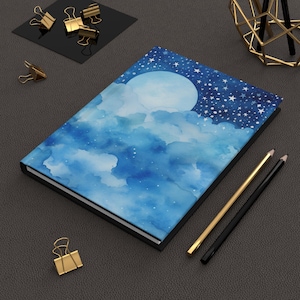 Diário de capa dura Celestial Moon & Stars: Sonho, Manifestação, Bem-estar