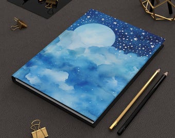 Celestial Moon & Stars Hardcover Journal: Dream, Manifestation, Wellness