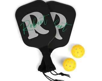 Personalized Wood Pickleball Paddle Set: Custom Name Gift