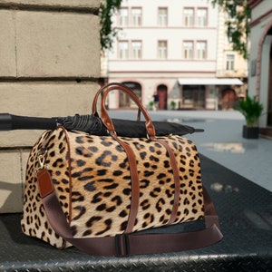 Leopard Print Handgepäck, wasserdichte Wochenend-Reisetasche, Übernacht-Tasche, Weekender-Tasche