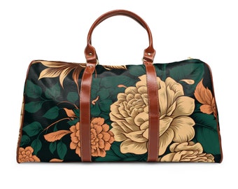 Vintage Floral Carryon Luggage Women | Custom Waterproof Travel Bag | Overnight Week Bag | Oversized Tote | Shoulder Bag | Mothers Day Gift
