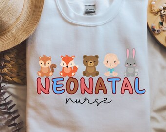 Moletom para enfermeira da UTI Neonatal, com estampa de animais fofos, presente para demonstrar apreço à enfermeira.