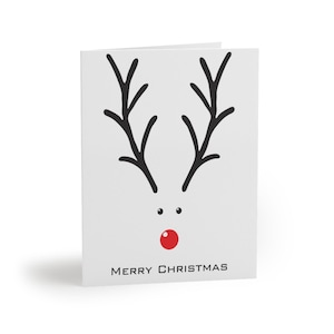 Set von 12 modernen minimalen Feiertags-Karten-Rentier-Grußkarten vorhanden in 8, 16, und 24 Stück, Weihnachtsnotkarten, festliche Postkarten