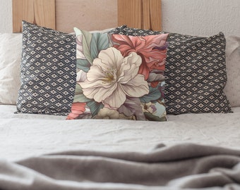 Vintage Floral Throw Pillow: Cottagecore Botanical Home Decor
