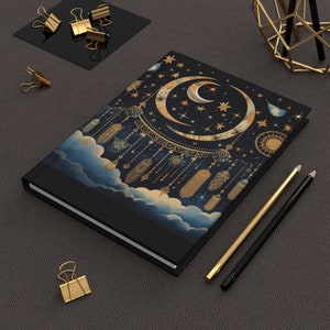Moon & Stars Hardcover Journal: Lined Dream Diary