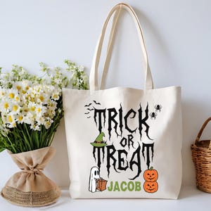 Personalisierte Süßes oder Saures Einkaufstasche - Baumwollleinentasche, Halloween Tasche, benutzerdefinierte Einkaufstasche, gruselige Tasche, Halloween Party Favor