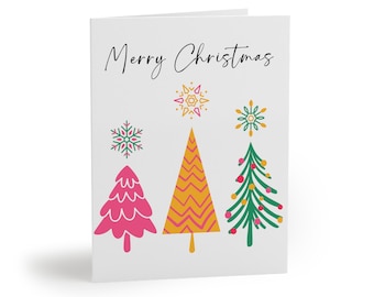 Pastel Christmas Tree Holiday Cards: Minimalist Festive Greeting
