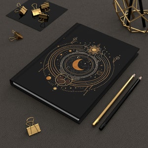 Sonne und Mond Hard Cover Journal, Custom Dream Journal, Tarot Journal, Manifestation Journal, Sonne und Mond Print, Schattenarbeit