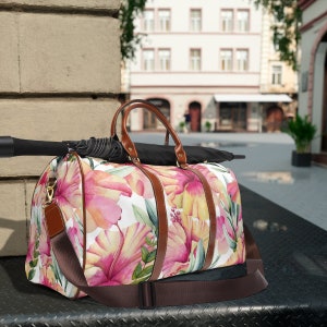 Carry On Luggage | Retro Travel Bag Watercolor Floral Print | Vintage Overnight Bag | Oversized Tote Bag women | Valentines Day Gift for her