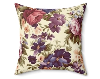 Vintage Floral Throw Pillow: Cottagecore Botanical Accent