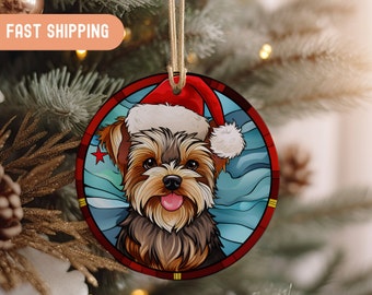Adorno navideño personalizado para mascotas: regalo de vitral para perro y gato