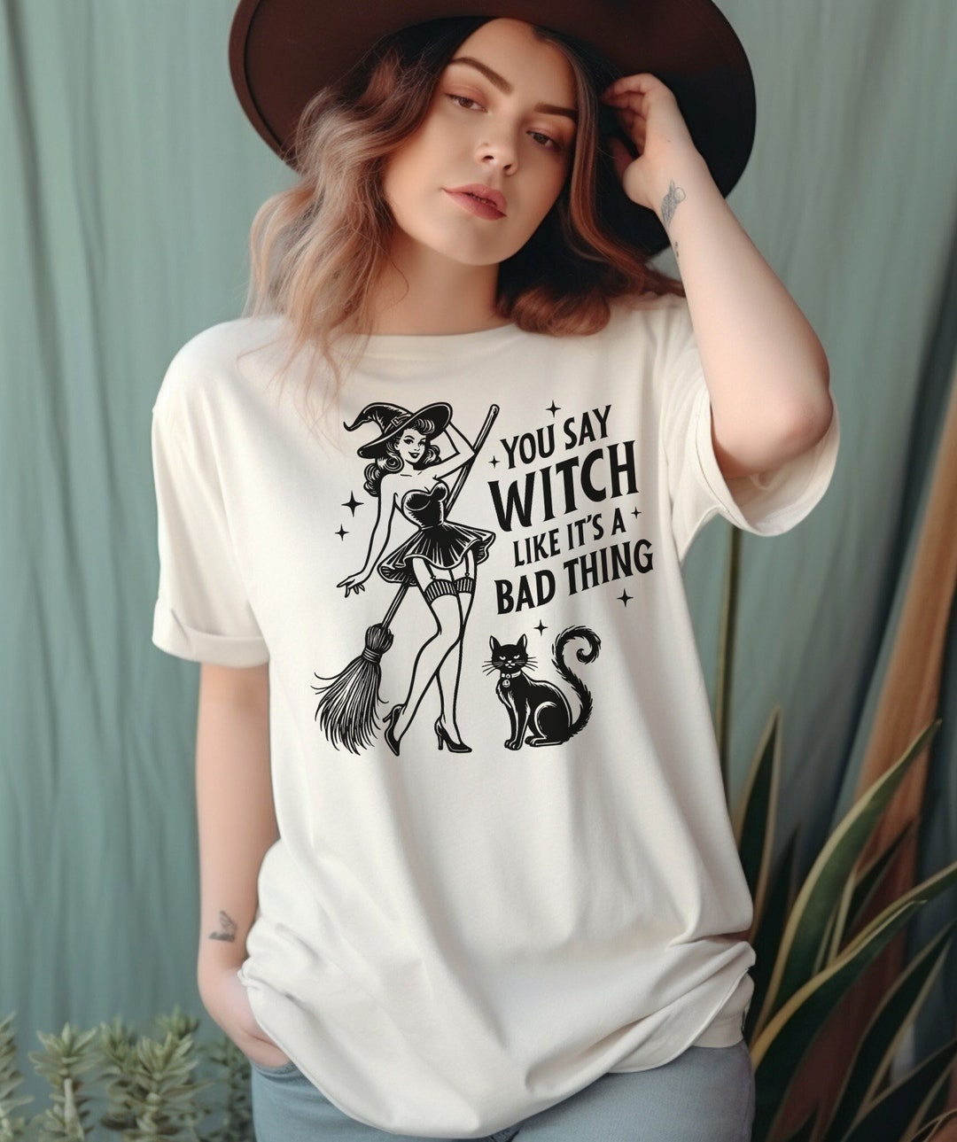 Funny Comfort Colors Halloween Shirt, Witch & Cat Graphic Tee - Etsy