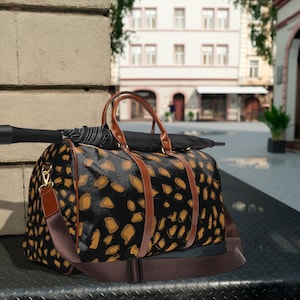Cheetah Print Weekend Carry On Luggage, Waterproof Travel Bag, Overnight Bag, Weekender Bag, Christmas Gift Idea, Gift for her