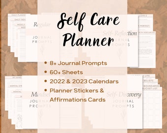 Self Care Planner Bundle: Wellness Journal, Mood Tracker (Printable)