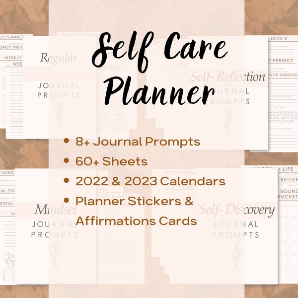 Self Care Planner | Self-Love Journal | Mental Health Planner kit | Gratitude Journal | Wellness Planner Bundle | Mood Tracker Printable