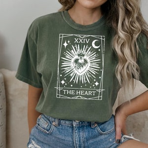 The Heart Tarot Card Comfort Colors Shirt, Vintage Tarot Card Shirt, Goblincore shirt, Funny Mystical Tarot tshirt, Tarot Lover Gift
