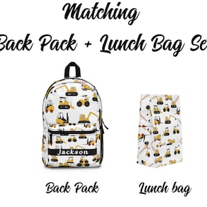 Assortiment Kids Back PAck & Lunch Bag Set, Dump Truck Kids Backpack, Boy Truck Backpack, Kids Construction School Bag, Monster truck backpack