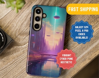 Funda para teléfono Cyberpunk Cityscape: Protectora personalizada