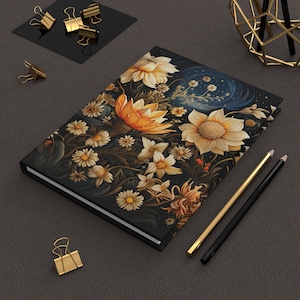 Cottagecore Floral Hardcover Journal: Celestial Sun, Moon & Stars