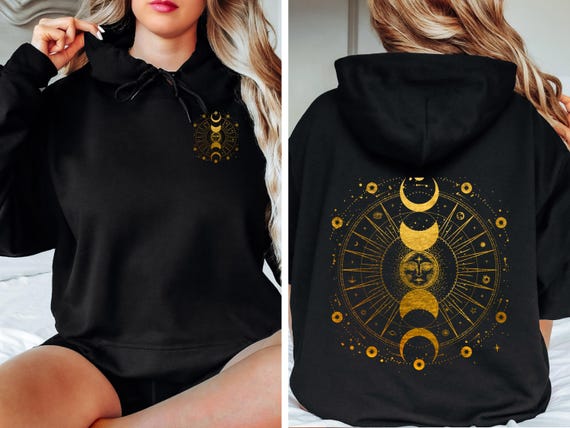 Moon Phases Hoodie: Whimsigoth Celestial Tarot Sweatshirt - Etsy