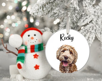 Adorno navideño personalizado con foto de mascota: Adorno de perro personalizado