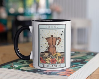 Witchy Tarot Card Coffee Mug: Skeleton Design, Funny Coffee Lover Gift