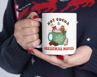 Funny Christmas Movie Mug: Hot Cocoa & Cookies, 11oz Ceramic