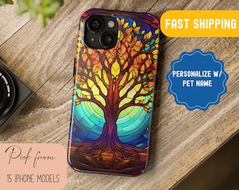 Cottagecore Stained Glass Tree iPhone Case