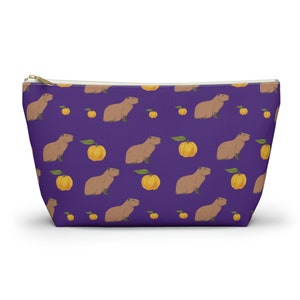 Capybara Plush Accessory Pouch, Capybara Bag with Yuzu, Capybara Gift, Gift for her, Gift for Capybara Lover, Mother&#39;s Day Gift
