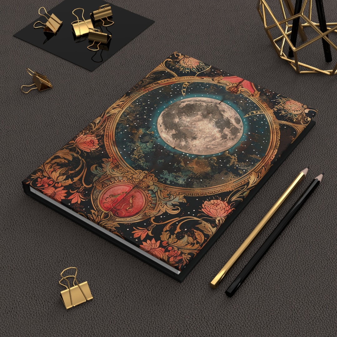 Cottagecore Celestial Floral Moon Hard Cover Journal, Dream Journal ...