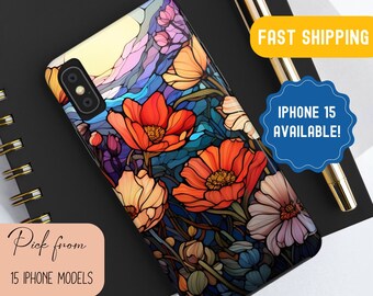 Cottagecore Wildflower Stained Glass iPhone Case