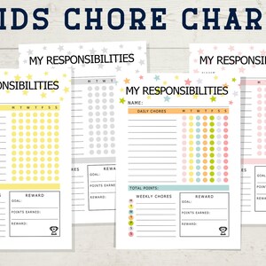 Kids Chore Chart: Responsibility Checklist, Daily Tasks (PDF)